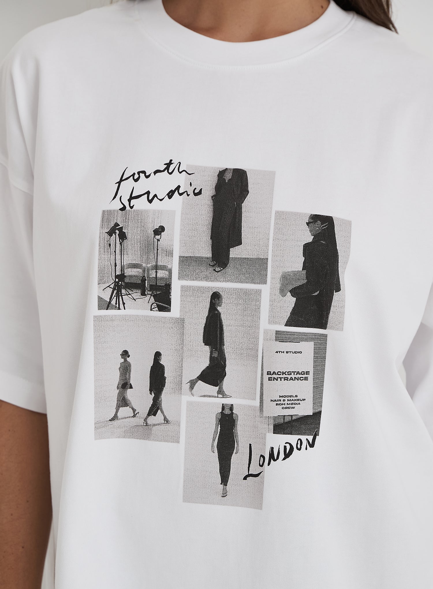 White Catwalk Polaroid Graphic T-Shirt